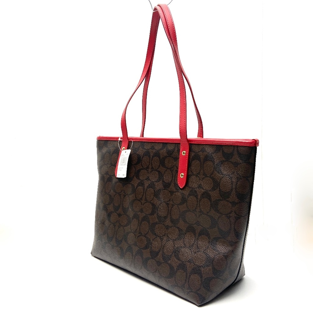 Coach Signature City Zip Tote - Brown True Red - Picture 2 of 5